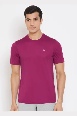 ATHLISIS Men Maroon Slim Fit Training or Gym T-shirt