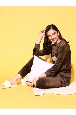 Sweet Dreams Women Brown Printed Tracksuit
