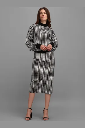 PURVAJA Women Black & White Checked Co-ords