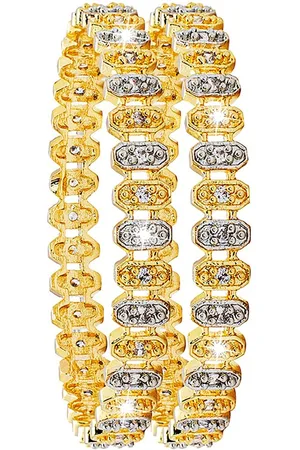 Shivansh Women Set Of 2 White & Gold-Plated AD-Studded Bangles