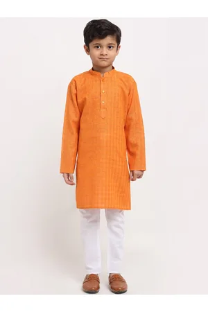 Kraft Boys Orange Striped Kurta
