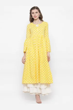 Sera Women Yellow Paisley Printed Anarkali Kurta