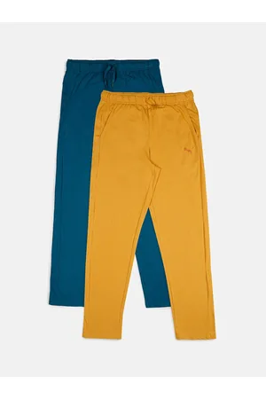 PUMA Boys Pack Of 2 Blue & Yellow Cotton Track Pants