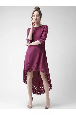 KASSUALLY Women Purple High-Low Maxi Dress