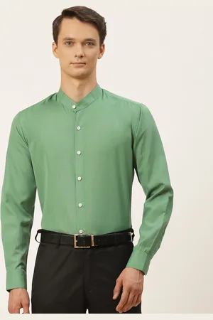 SOJANYA Men Green Cotton Linen Formal Shirt