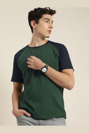 Invictus Men Green & Navy Blue Colourblocked T-shirt