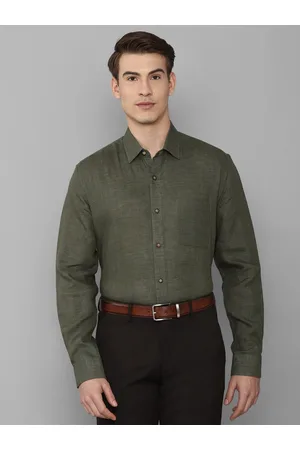 men olive green slim fit formal shirt