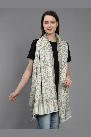 Aditi Wasan Off White & Blue Ethnic Motifs Kalamkari Stole
