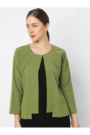 Smarty Pants Women Olive Green Lightweight Open Front Jacket