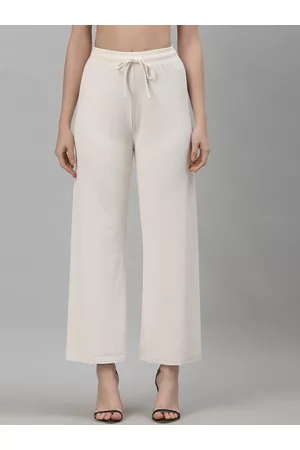 NEUDIS Women White Comfort Flared Trousers