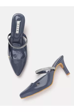 Elle Women Grey Stone Studded Mules
