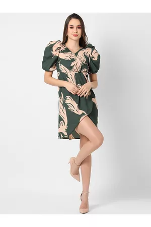 Campus Women Green Floral Printed Midi Dress