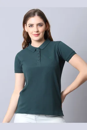 CANTABIL Women Green Polo Collar T-shirt
