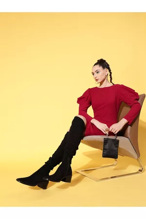 Sassafras Red Solid Bodycon Dress