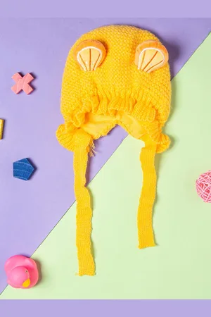 Baby Moo Kids Yellow Woollen Beanie