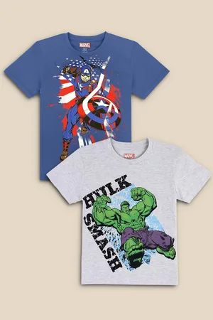 Kidsville Pack of 2 Marvel Comics Printed Tshirt For Kids Boys