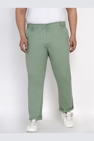 John Pride Plus Size Men Sea Green Chinos Trousers