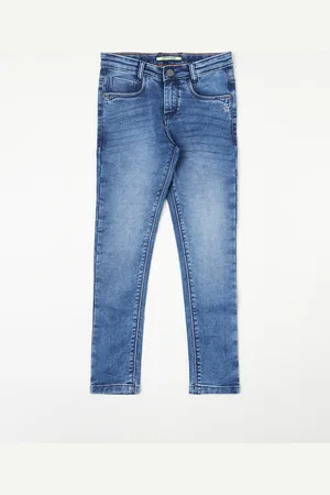 Crimsoune Club Girls Blue Slim Fit Heavy Fade Stretchable Jeans