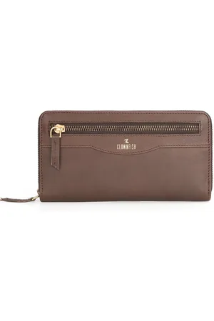 THE CLOWNFISH Eliana Women Brown Leather Zip Around Wallet