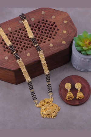 Brandsoon Women Gold-Plated 30 inch long Mangalsutra With Earrings