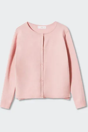MANGO Girls Pink Solid Cardigan