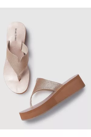 Marc Loire Women Rose Gold Woven Design Sandals