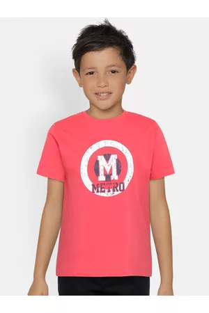 METRO KIDS COMPANY Boys Red Organic Cotton Printed Round Neck T-shirt