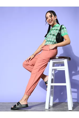Berrylush Women Pink Solid Utility Trousers