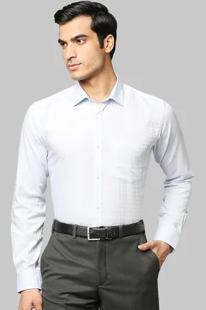 Park Avenue Men Blue Slim Fit Checked Formal Shirt