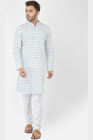 DEYANN Men White Ethnic Motifs Printed Pure Cotton Kurta with Churidar