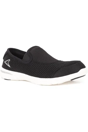 POWER Women Black Woven Design Slip-On Sneakers