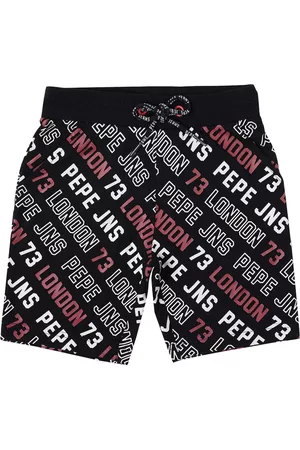Pepe Jeans Boys Black Typography Printed Sports Shorts