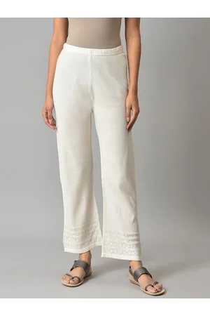 Elleven Women White Hem Design Ethnic Palazzos