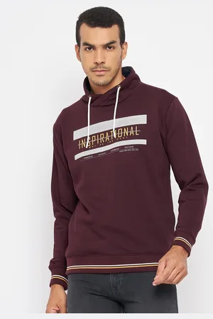 Duke Men Maroon Printed Fleece Sweatshirt