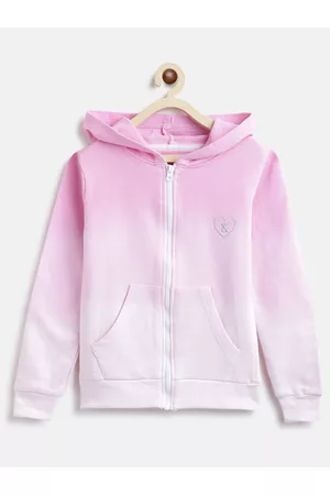TALES & STORIES Girls Pink Hooded Cotton Sweatshirt