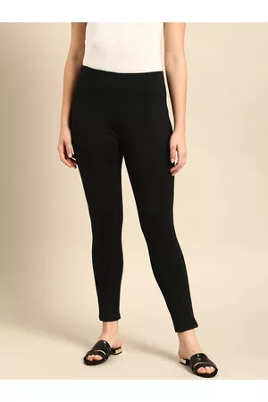 Ether Women Black Solid Skinny Fit Treggings