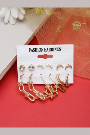 Celena Cole Gold-Toned Contemporary Studs Earrings