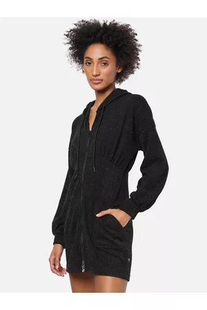 Campus Women Black Hood Sheath Mini Dress