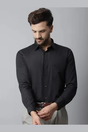 CANTABIL Men Black Solid Cotton Formal Shirt