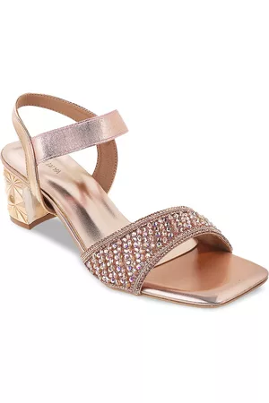 All Things Mochi Women Pink Embellished Block Sandals