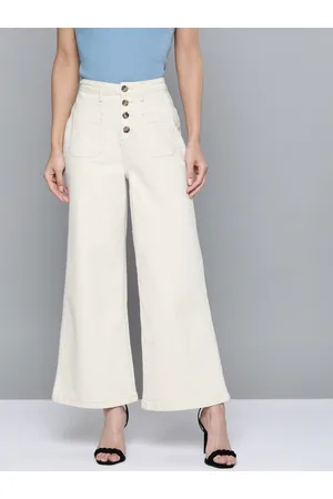 Chemistry Women Off White Wide Leg High-Rise Stretchable Jeans