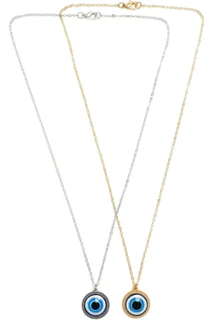 EL REGALO Unisex Gold-Toned & Blue Set of 2 Handcrafted Necklace