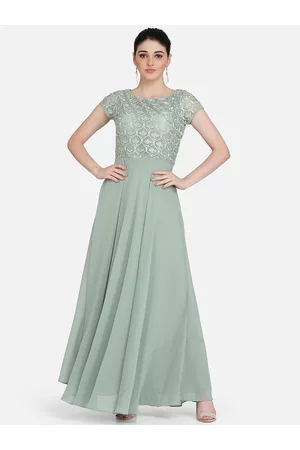 Eavan Women Green Self Design Maxi Dress
