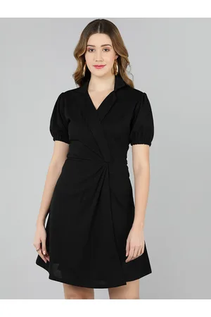 Golden Kite Golden Women Kite Solid Black Wrap design Dress