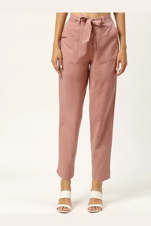 IQRAAR Women Orange Slim Fit Trousers