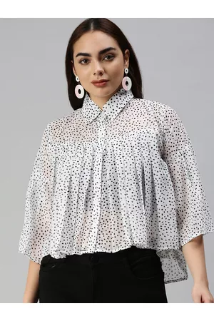 SHOWOFF Women White Print Shirt Style Top