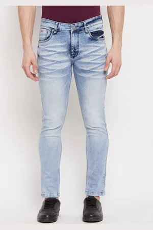 Duke Men Blue Slim Fit Low Distress Heavy Fade Stretchable Jeans