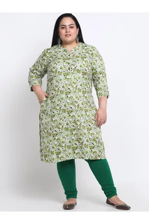 Pluss Floral Printed Mandarin Collar Kurta