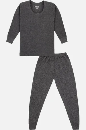 DYCA Unisex Kids Charcoal Grey Solid Thermal Set