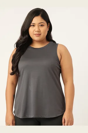 Spirit Animal Women Plus Size Grey Solid Top
